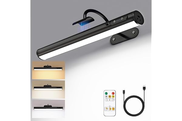 Yinglap Lampe Murale Tableau Sans Fil, Applique Murale Sans Fil a Pile, Eclairage Cadre Rechargeable USB à Télécommande, Lumiere LED pour Intérieure, Tableaux, Salle de Bain, Miroir, Vitrines – Noir