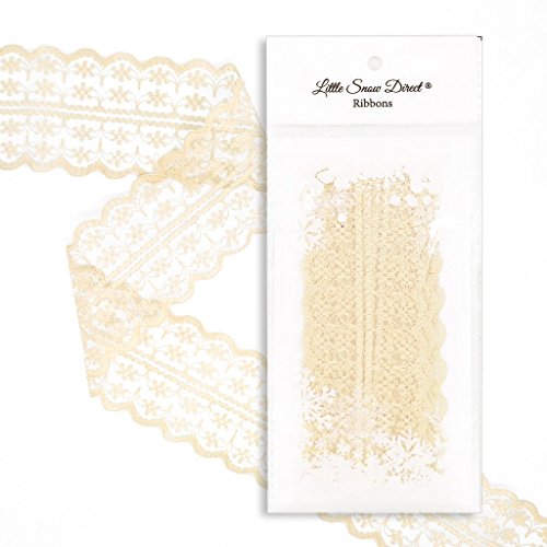 Little Snow Direct47mm x 2 Metres Vintage Style Lace Ribbon Trimming Bridal Wedding Scalloped Edge – 25 Colours Available - Cream