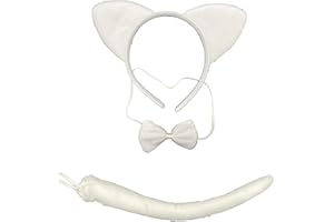 CARNAVALIFE Set di costume per Carnevale Halloween e festa Cosplay Animali, Cerchietto per orecchie Papillon e coda con stampa di animali, per ragazze e donne, 3 pezzi