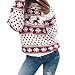 Produktbild Damen Weihnachten Pullover, OverDose Frauen Weihnachten Blumendruck Langarm Bluse Top Sweatshirt T-shirt(S,A-Rot)