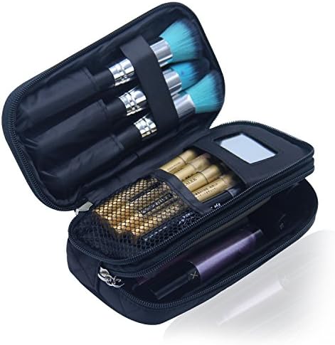 Travelmall Makeup Kit Double Layer Cosmetic Bag Professional Multifunctional 2 layer Organizer (Black)