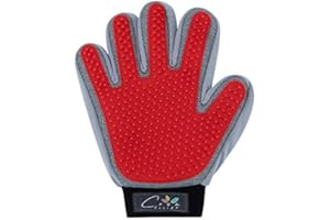 Crea Nut- Guanto Spazzola per la toelettatura di Cani, Gatti e Conigli. Spazzolatura Delicata e massaggiante per la rimozione dei peli degli Animali Domestici. Effetto Rilassante. (Rosso)