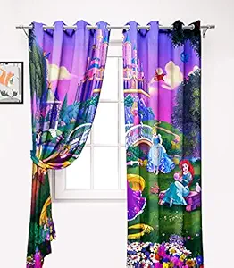 Ultimate Trends Premium Polyester 3D Digital Nature Scenery Printed Grommet Kids Room Curtains for Door, 7 feet, Pack of 2 Piece, Multi Color, (UTCR-1321_LF_D)