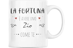 Vulfire Tazza in Ceramica con Dedica Fortuna Uno Zio Come Te - Regalo e Idee per Festa degli Zii, Colazione Caffè