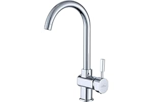 Auralum Robinet de Cuisine Bec Haut Chromé Pivotant à 360° Mitigeur Evier avec Mousseur Démontable Robinet évier Cuisine Eau Froide et Chaude