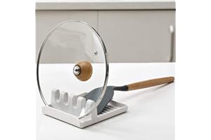 SYSOW Plastic Kitchen Pot Pan Lid Cove,Kitchen Utensil Rest Ladle Spoon Holder,Multifunction Kitchen Spatula Rack Non-Slip Silicone,Mat Plastic Stand ome Cutting Board Rack Holder