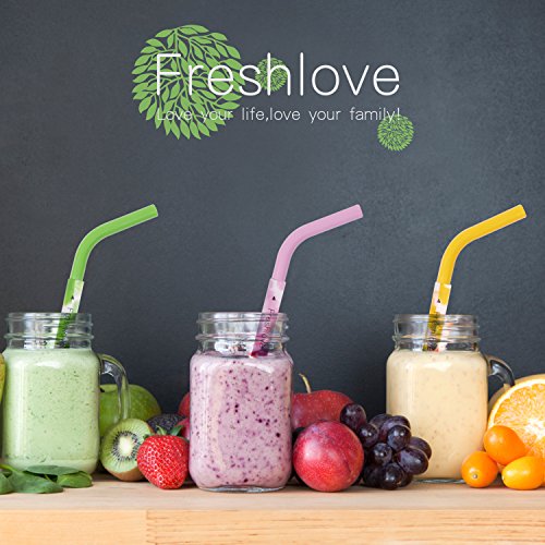 Freshlove Wiederverwendbare Smoothie Straws (x6) für gesunde Zähne. Biegsame passen in jede Wasserflasche . Breit genug für Smoothies. - 4
