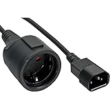 InLine 16659A Netz Adapter Kabel, Kaltgeräte C14 auf Schutzkontakt Buchse, für USV, 1m