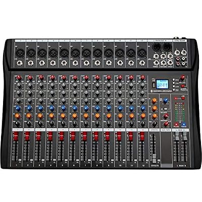 Depusheng 12 Channel Karaoke Audio Mixer Professional Bluetooth Live Studio Mixing Console Digital Audio Mixer with USB 48V