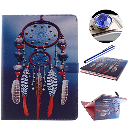 Etsue Case for Samsung Galaxy Tab S 10.5 T800 ,Leather Case for Samsung Galaxy Tab S 10.5 T800 ,Fashionable Dreamcatcher Pattern Magnetic Flip Leather Wallet Case for Samsung Galaxy Tab S 10.5 T800 with Blue Stylus Pen and Bling Glitter Diamond Dust Plug Colors Random-Dreamcatcher