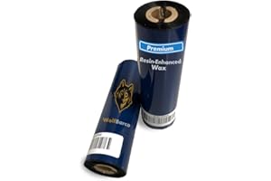 Wolfbarco - 12 rotoli di nastro a trasferimento termico in resina di alta qualità, compatibile con stampanti Zebra, 110 m x 74 m, colore: nero