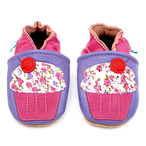 Weiche Baby und Kleinkind Lederschuhe – Dotty Fish – Mädchen – Blumen - 2