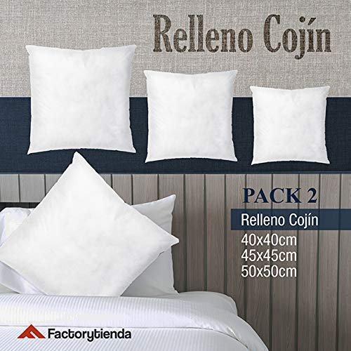 casa imabo Pack x2 Relleno de Fibra para cojínes, 45x45cm, Color Blanco.(Disponible en Otras Medidas a Elegir)