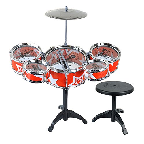 Preisvergleich Produktbild Jazz Drum Set Musikinstrument -Spielzeug Playset (rot)