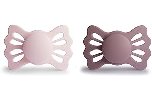 FRIGG Lucky smoczek dziecięcy, 2 sztuki, silikonowy smoczek, bez BPA, wyprodukowano w Danii, symetryczny smoczek, biały liliowy/Twilight Mauve (rozmiar 2 (6-18 miesięcy))
