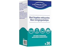 Lingettes nettoyantes lunettes et écrans ● Lot de 30 lingettes ● Antibuée et antistatique ● Biodégradables