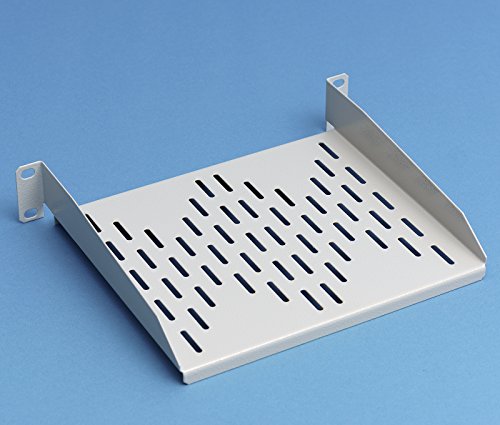10" Fachboden 1 HE für Netzwerkschrank 200mm tief, bis 16kg RAL 7035 Lochblech
