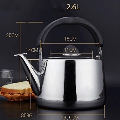 CHENGYI Home 304 Stainless Steel Kettle Thicker Induction Cooker Gas General Kettle Kitchen Restaurant Automatic Whistle 2.6L,3.4L,4L ( Size : 2.6L )