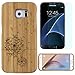 Produktbild Semoss 2 in 1 Zubehör Set Löwenzahn Schutzhülle in Natur Bambus Handyhülle Bumper Cover für Samsung Galaxy S7 Dandelion Bamboo Holz Case Harte Tasche Cover mit Displayschutzfolie