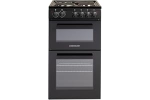 Cookology CFSPTC502BK 50cm Wide Freestanding Electric Twin Cavity Cooker, Combined 93 Litre Capacity with 4 Zone Solid Plate Top Hob Cooktop - in Black