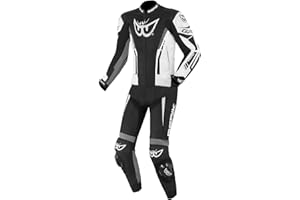 Berik Monza 2-Teiler Motorrad Lederkombi (Black/White/Grey,58)