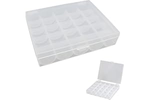 AONAYO Boîte à bobines à 25 compartiments, bobines de machine à coudre, boîte à bobines vides, boîte de rangement en plastique, bobines de rangement pour machine à coudre et petits objets