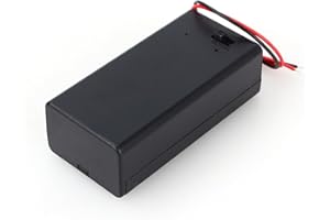 ESTINK Caja de Batería de 9V, Soporte para Pilas de 9 V con Carcasa e Interruptor y 150 mm Cables, Caja de Almacenamiento de Batería de Plástico, 68,02 x 33,24 x 21,58 mm