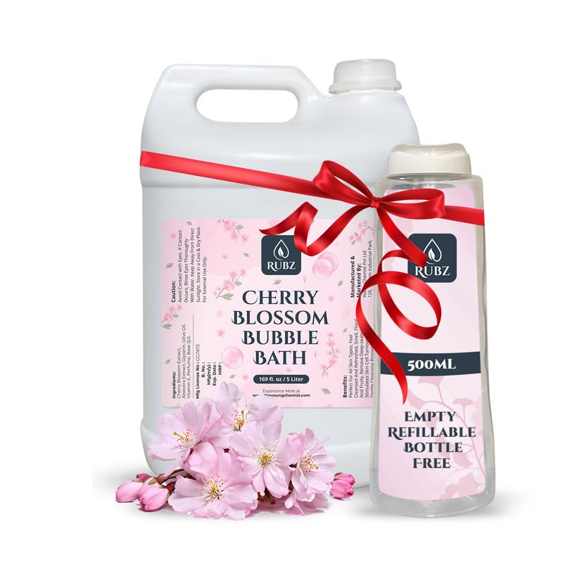 Rubz Cherry Blossom Bubble Bath for Bath Tub | With the Goodness of Cherry Blossom Extract | 100% Vegan and Paraben Free form