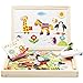 Produktbild Jakerbing Magnetisches Holzpuzzle mit Doppelseitiger Tafel ca. 130 Stück pädagogisches Holzspielzeug Lernspielzeug Staffelei Doodle für Kinder