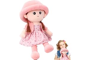 iNelihoo Adorable Plush Soft Baby Girl Dolls Cuddly Ragdoll Princess Doll with Removable Dress Hat Baby First Rag Doll Sleeping Cuddle Buddy Doll Toy Room Decoration Birthday Christmas Best Gift 35CM
