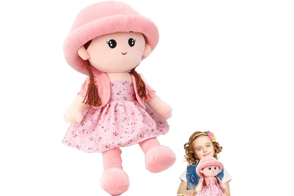 Poupée de Chiffon Fille Mignon Jouet en Peluche Bébé Douce Poupée Princesse Chapeau et Vêtements Détachables Bébé Douce Poupées Princesse Cadeau Pour Anniversaire de baptême Pour à Partir de 0 ans +