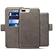 Produktbild HARRMS iPhone 7 Plus/8 Plus Leder Flip Case Handyhülle und Brieftasche Handytasche mit 4 Kredit Kartenfächer - Abnehmbare Magnet Schutzhülle - Standfunktion,Grau
