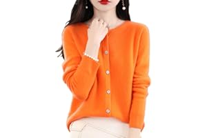 TeysHa Cardigan en Cachemire pour Femmes, Pull en Laine à col Rond boutonné à Manches Longues, Pull élastique en Tricot Doux et Chaud