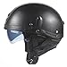 Produktbild Helme Krieger Motorrad Half Helm mit Sonnenblende für Männer und Frauen, einstellbarer Größe Zifferblatt DOT Half Face Schädel Kappe für Bike Cruiser Chopper Moped Roller ATV (groß, patriotische Flagg