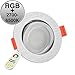 Produktbild LUXVENUM® | 5x All-in-One LED Einbau-Strahler | 11W RGB + 2700-6500K stufenlos einstellbar & dimmbar | direkt an 230V wie jeder andere Einbaustrahler auch, kein zusätzlicher Empfänger nötig | Absolute Neuheit | Runde Leuchtdiode aus silber-gebürstetem Aluminium | 5er Set Forma RGBW-WW mit Fernbedienung