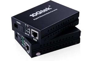 IPOLEX A Pair of Gigabit Ethernet Single-Mode SC Fiber Media Converter, Built-in Bidi SFP LX Fiber Module, 1310nm/1550nm, SMF, up to 20-KM, SC Fiber to 10/100/1000Base-TX (UTP/STP/Cat5e/Cat6 RJ45)