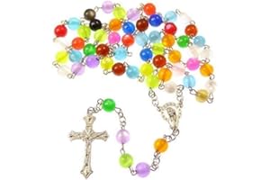 R HEAVEN R. Heaven Catholic rainbow round multi-coloured rosary beads long