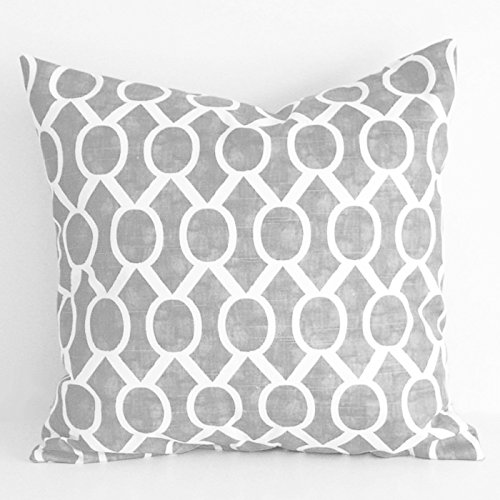 TAOSON Chain Link Sydney Geometric Patterns Cotton Canvas Home Decorative Throw Cushion Cover Pillow Cover Pillowcase with Hidden Zipper Closure Only Cover No Insert 18x18 Inch 45x45cm-Grey
