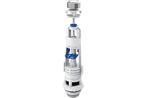 FLUVIA Descargador de Cisterna Universal con Base y Goma – Mecanismo WC Interrumpible, Montaje Fácil- Compatible con Cisternas de Doble Descarga-Base de Rosca-Goma de Cierre de Caucho modelo akua