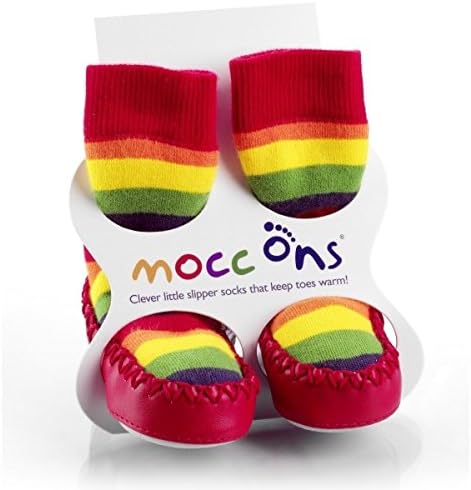 Mocc Ons Moccasin Slipper Socks Keeping Little Toes Warm! - Rainbow