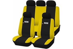 Susy Shop Coprisedili auto universali Made in Italy - Racing - schienali posteriori con 2 zip - airbag compatibili (Nero/Giallo AP)