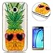 Produktbild Samsung Galaxy J3 2016/2015 Hülle Transparent Weiche Silikon Schutzhülle,Weicher Flexibel Klar Gel Silikon TPU Hülle Superdünn Stoßfest Tasche Telefon-Kasten Schutz Tasche Schutzhülle Durchsichtig Handyhülle Silikon Case Schale für Samsung Galaxy J3 2016/2015 with Beautiful Colourful Pattern Design-Gold-Ananas