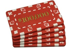 MRC POKER MRC 5 Pcs Denominated Rectangular Poker Chips Plaques $100000 Red