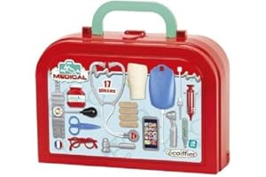 Jouets Ecoiffier - 251 - La valisette docteur luxe pour enfants - Médical - Jeu d'imitation - 17 pièces - Dès 18 mois - Fabriqué en France