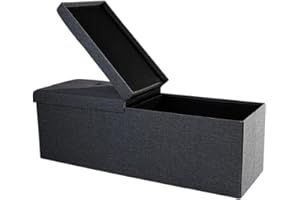 ‎ZEDELMAIER Zedelmaier Sitzbank mit Stauraum, Sitzhocker Faltbar Sitztruhe belastbar bis 300 kg, Deckel klappbar, klappbare Sitztruhe für Wohnzimmer, Flur, Schlafzimmer, 114x38x38 cm, Dunkelgrau
