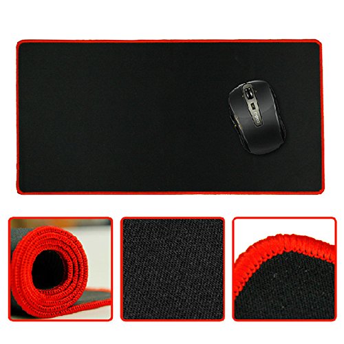 Vococal® Tragbare Kautschuk Verlängert Spiele Große Tastatur Mauspads, Schwarz + Roter Rand - 2