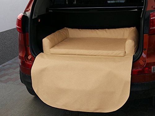 Preisvergleich Produktbild PABLO Autoschondecke für Kofferraum Autoschutzdecke Hundeschutzdecke Kunstleder + Matratze (XL - 115x90x140cm, Beige )