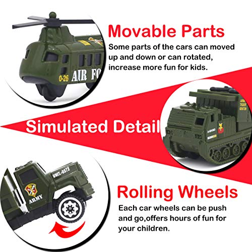 Dreamon Spielzeugautos Militär Fahrzeuge Spielzeug Set Mini Cars Modelle aus Metalllegierung für Kinder ab 3 Jahren,6 Pcs - 5