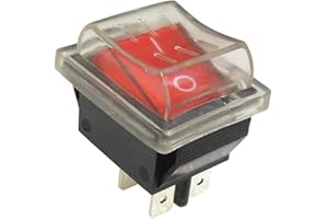 WITTKOWARE Kontroll-Wippenschalter mit Schutzkappe, 30x22mm, 2-polig, EIN/AUS, I/O, rot