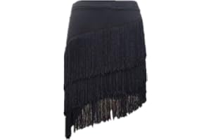 YM YOUMU Gonna Latina da Donna Nappe Tango Vestito Sala da Ballo Rumba Signora Frangia Pratica di Danza con Pantaloncini